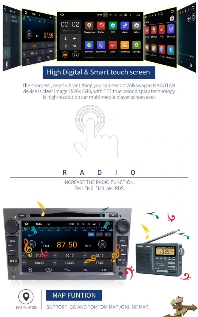 7 φορέας Bluetooth ραδιοφώνων αυτοκινήτου Opel οθόνης αφής ίντσας DVD που υποστηρίζεται για Zafira Antara